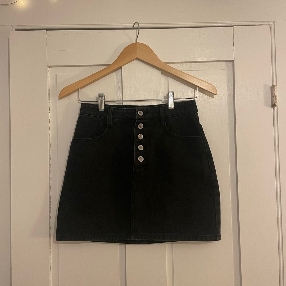 John Galt Brandy Melville Black Denim Mini Skirt